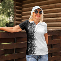 Hawaii Tropical Plant Monochrome Women Polo Shirt Vibrant Polynesian Pattern LT01 - Polynesian Pride