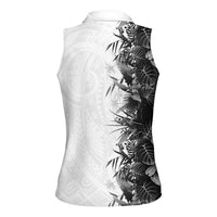 Hawaii Tropical Plant Monochrome Women Sleeveless Polo Shirt Vibrant Polynesian Pattern LT01 - Polynesian Pride