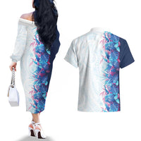 Hawaii Tropical Plant UliUli Couples Matching Off The Shoulder Long Sleeve Dress and Hawaiian Shirt Vibrant Polynesian Pattern LT01 - Polynesian Pride
