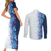 Hawaii Tropical Plant UliUli Couples Matching Short Sleeve Bodycon Dress and Long Sleeve Button Shirt Vibrant Polynesian Pattern LT01 - Polynesian Pride