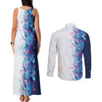 Hawaii Tropical Plant UliUli Couples Matching Tank Maxi Dress and Long Sleeve Button Shirt Vibrant Polynesian Pattern LT01 - Polynesian Pride