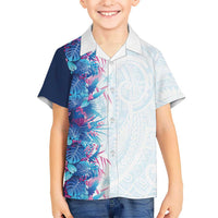 Hawaii Tropical Plant UliUli Family Matching Short Sleeve Bodycon Dress and Hawaiian Shirt Vibrant Polynesian Pattern