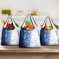 Hawaii Tropical Plant UliUli Grocery Bag Vibrant Polynesian Pattern LT01 3-pack One Size Blue - Polynesian Pride