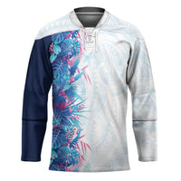 Hawaii Tropical Plant UliUli Hockey Jersey Vibrant Polynesian Pattern LT01 Unisex Blue - Polynesian Pride