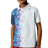 Hawaii Tropical Plant UliUli Kid Polo Shirt Vibrant Polynesian Pattern LT01 Kid Blue - Polynesian Pride