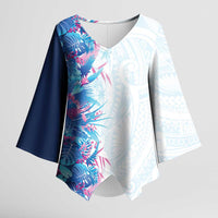 Hawaii Tropical Plant UliUli Kimono Sleeve Blouse Vibrant Polynesian Pattern LT01 Female Blue - Polynesian Pride