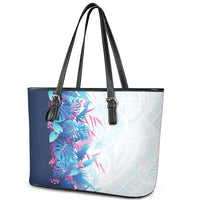 Hawaii Tropical Plant UliUli Leather Tote Bag Vibrant Polynesian Pattern LT01 - Polynesian Pride
