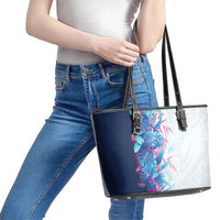 Hawaii Tropical Plant UliUli Leather Tote Bag Vibrant Polynesian Pattern LT01 - Polynesian Pride