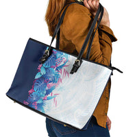 Hawaii Tropical Plant UliUli Leather Tote Bag Vibrant Polynesian Pattern LT01 - Polynesian Pride