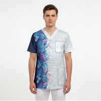 Hawaii Tropical Plant UliUli Scrub Top Vibrant Polynesian Pattern LT01 - Polynesian Pride