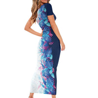 Hawaii Tropical Plant UliUli Short Sleeve Bodycon Dress Vibrant Polynesian Pattern LT01 - Polynesian Pride