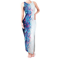 Hawaii Tropical Plant UliUli Tank Maxi Dress Vibrant Polynesian Pattern LT01 Women Blue - Polynesian Pride