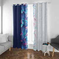 Hawaii Tropical Plant UliUli Window Curtain Vibrant Polynesian Pattern LT01 With Grommets Blue - Polynesian Pride