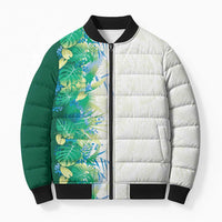 Hawaii Tropical Plant Omaomao Bomber Puffer Jacket Vibrant Polynesian Pattern LT01 Unisex Green - Polynesian Pride