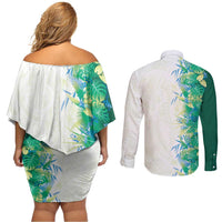 Hawaii Tropical Plant Omaomao Couples Matching Off Shoulder Short Dress and Long Sleeve Button Shirt Vibrant Polynesian Pattern LT01 - Polynesian Pride
