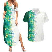 Hawaii Tropical Plant Omaomao Couples Matching Summer Maxi Dress and Hawaiian Shirt Vibrant Polynesian Pattern LT01 Green - Polynesian Pride