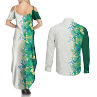 Hawaii Tropical Plant Omaomao Couples Matching Summer Maxi Dress and Long Sleeve Button Shirt Vibrant Polynesian Pattern LT01 - Polynesian Pride