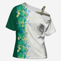 Hawaii Tropical Plant Omaomao Cross Shoulder Shirt Vibrant Polynesian Pattern LT01 Female Green - Polynesian Pride