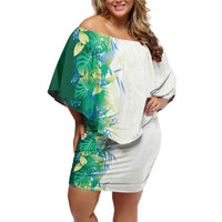 Hawaii Tropical Plant Omaomao Family Matching Off Shoulder Short Dress and Hawaiian Shirt Vibrant Polynesian Pattern LT01 Mom's Dress Green - Polynesian Pride