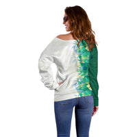 Hawaii Tropical Plant Omaomao Off Shoulder Sweater Vibrant Polynesian Pattern LT01 - Polynesian Pride