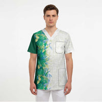 Hawaii Tropical Plant Omaomao Scrub Top Vibrant Polynesian Pattern LT01 - Polynesian Pride
