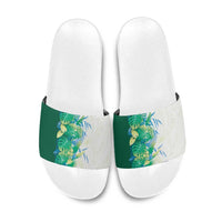 Hawaii Tropical Plant Omaomao Slide Sandals Vibrant Polynesian Pattern LT01 Green - Polynesian Pride