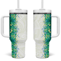 Hawaii Tropical Plant Omaomao Tumbler With Handle Vibrant Polynesian Pattern LT01 One Size: 40 oz Green - Polynesian Pride