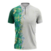 Hawaii Tropical Plant Omaomao Zipper Polo Shirt Vibrant Polynesian Pattern LT01 Green - Polynesian Pride