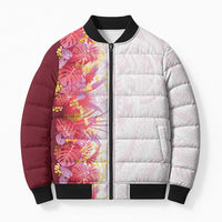 Hawaii Tropical Plant Akala Bomber Puffer Jacket Vibrant Polynesian Pattern LT01 Unisex Pink - Polynesian Pride