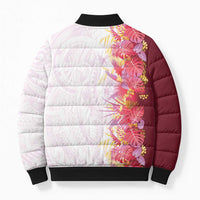 Hawaii Tropical Plant Akala Bomber Puffer Jacket Vibrant Polynesian Pattern LT01 - Polynesian Pride