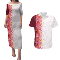 Hawaii Tropical Plant Akala Couples Matching Puletasi and Hawaiian Shirt Vibrant Polynesian Pattern LT01 Pink - Polynesian Pride