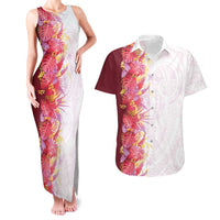 Hawaii Tropical Plant Akala Couples Matching Tank Maxi Dress and Hawaiian Shirt Vibrant Polynesian Pattern LT01 Pink - Polynesian Pride