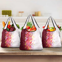 Hawaii Tropical Plant Akala Grocery Bag Vibrant Polynesian Pattern LT01 3-pack One Size Pink - Polynesian Pride