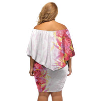 Hawaii Tropical Plant Akala Off Shoulder Short Dress Vibrant Polynesian Pattern LT01 - Polynesian Pride