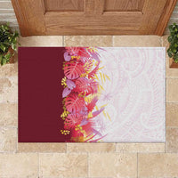 Hawaii Tropical Plant Akala Rubber Doormat Vibrant Polynesian Pattern LT01 Pink - Polynesian Pride
