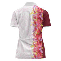 Hawaii Tropical Plant Akala Women Polo Shirt Vibrant Polynesian Pattern LT01 - Polynesian Pride
