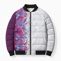 Hawaii Tropical Plant Poni Bomber Puffer Jacket Vibrant Polynesian Pattern LT01 Unisex Purple - Polynesian Pride