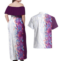 Hawaii Tropical Plant Poni Couples Matching Off Shoulder Maxi Dress and Hawaiian Shirt Vibrant Polynesian Pattern LT01 - Polynesian Pride
