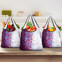 Hawaii Tropical Plant Poni Grocery Bag Vibrant Polynesian Pattern LT01 3-pack One Size Purple - Polynesian Pride