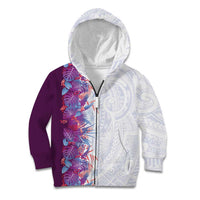 Hawaii Tropical Plant Poni Kid Hoodie Vibrant Polynesian Pattern LT01 Zip Hoodie Purple - Polynesian Pride