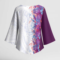 Hawaii Tropical Plant Poni Kimono Sleeve Blouse Vibrant Polynesian Pattern LT01 - Polynesian Pride