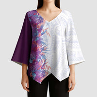 Hawaii Tropical Plant Poni Kimono Sleeve Blouse Vibrant Polynesian Pattern LT01 - Polynesian Pride