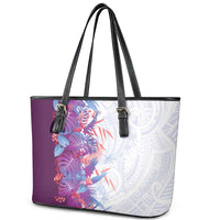 Hawaii Tropical Plant Poni Leather Tote Bag Vibrant Polynesian Pattern LT01 - Polynesian Pride