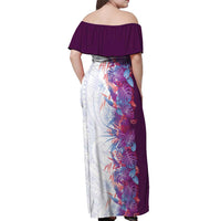 Hawaii Tropical Plant Poni Off Shoulder Maxi Dress Vibrant Polynesian Pattern LT01 - Polynesian Pride