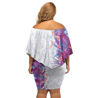 Hawaii Tropical Plant Poni Off Shoulder Short Dress Vibrant Polynesian Pattern LT01 - Polynesian Pride