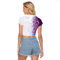 Hawaii Tropical Plant Poni Raglan Cropped T Shirt Vibrant Polynesian Pattern LT01 - Polynesian Pride