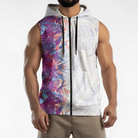 Hawaii Tropical Plant Poni Sleeveless Zip Hoodie Vibrant Polynesian Pattern LT01 - Polynesian Pride
