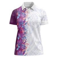 Hawaii Tropical Plant Poni Women Polo Shirt Vibrant Polynesian Pattern LT01 Female Purple - Polynesian Pride