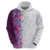 Hawaii Tropical Plant Poni Zip Hoodie Vibrant Polynesian Pattern LT01 - Polynesian Pride