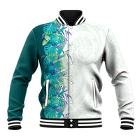 Hawaii Tropical Plant Teal Baseball Jacket Vibrant Polynesian Pattern LT01 Unisex Teal - Polynesian Pride
